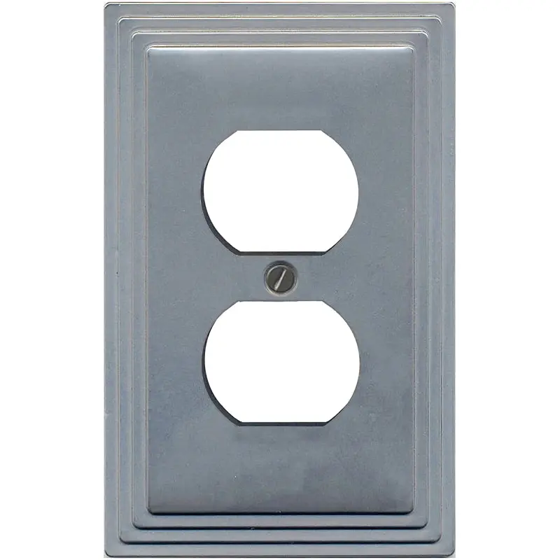 Atron 65D Wallplate, 4-3/4 in L, 3.13 in W, 1-Gang, Metal, Satin Nickel