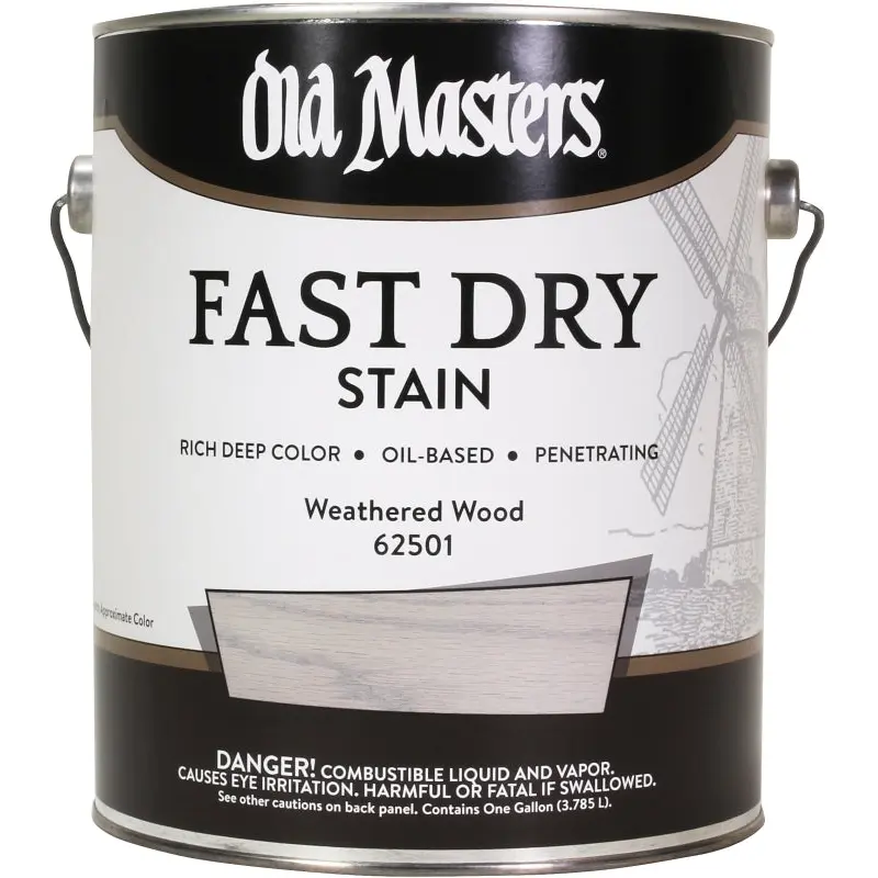 Old Masters 62501 Fast Dry Stain, Weathered Wood, Liquid, 1 gal