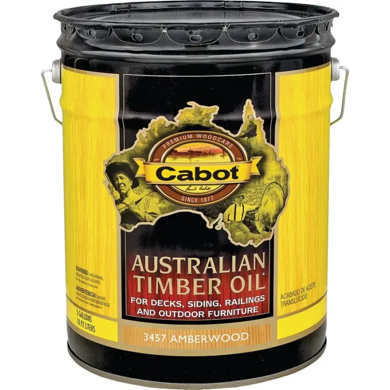 Cabot 3400 Series 140.0003457.008 Australian Timber Oil, Amberwood, Liquid, 5 gal, Pail