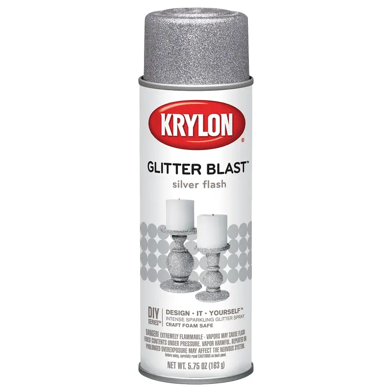 Krylon K03802A00 Craft Spray Paint, Glitter, Silver Flash, 5.75 oz, Can