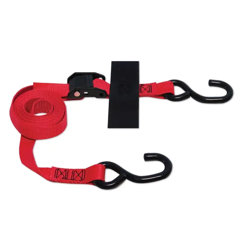 2 Pack - 8 ft. x 1 in. S-Hook Cam Strap with Hook and Loop Storage Fastener in Red