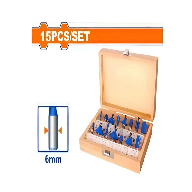 Wadfow 15-Piece 6mm Wood Router Bit Set