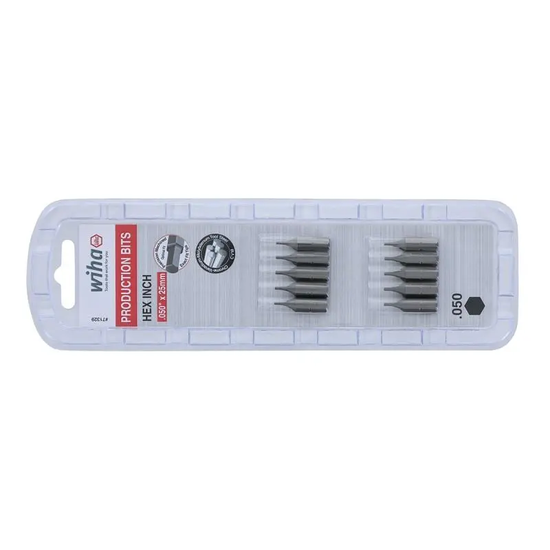Wiha Hex Inch Insert Bit .050 x 25mm Pack of 10 Bits