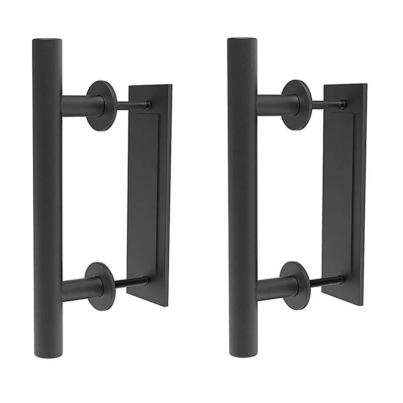 12 in. Black Ladder Pull and Flush Sliding Barn Door Handle Set (2-Pack)Black / 1.36
