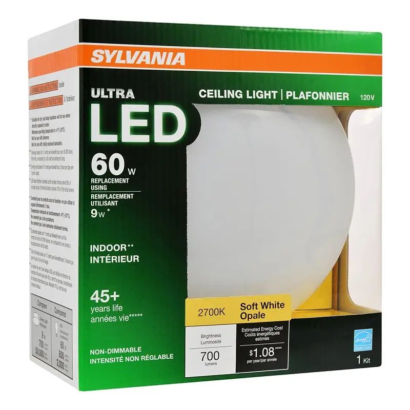Sylvania 75080 Ceiling Light, Non-Dimmable, Glass