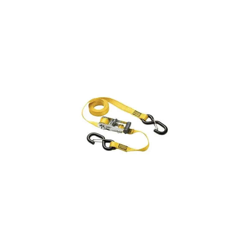 Master 3057DATSC 10ft (3m) x 1in (25mm) Ratchet Tie-Down with Strap Trap; Yellow; 2 Pack