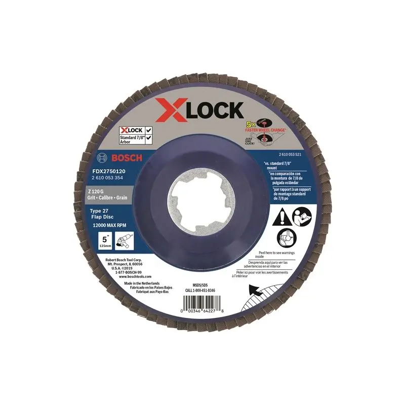 Bosch FDX2750120 5 In. X-LOCK Arbor Type 27 120 Grit Flap Disc