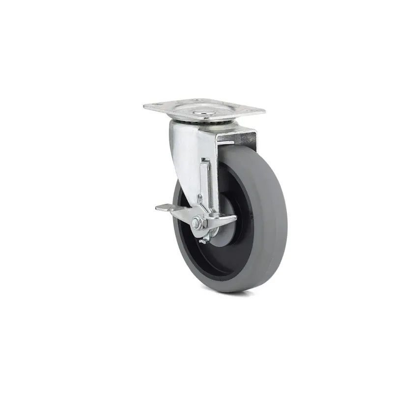 5 in. Gray Swivel with Brake plate Caster, 297.7 lb. Load Rating