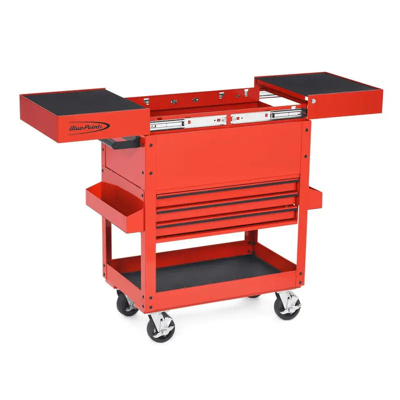 32-Inch Three-Drawer Roll Cart Red