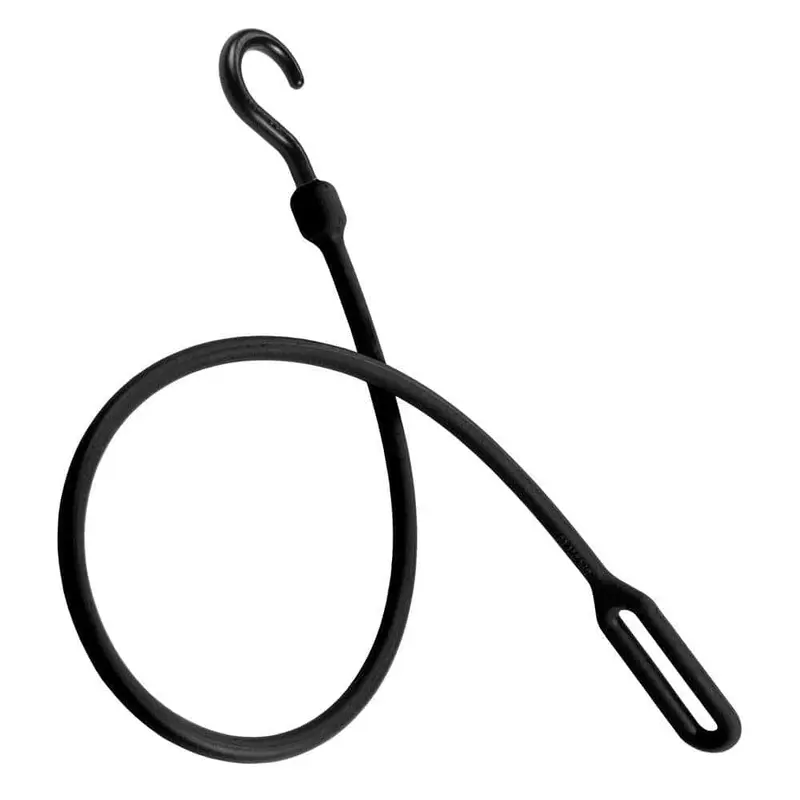 30 in. Polyurethane Loop End Bungee Cord with Molded Nylon Hook in Black