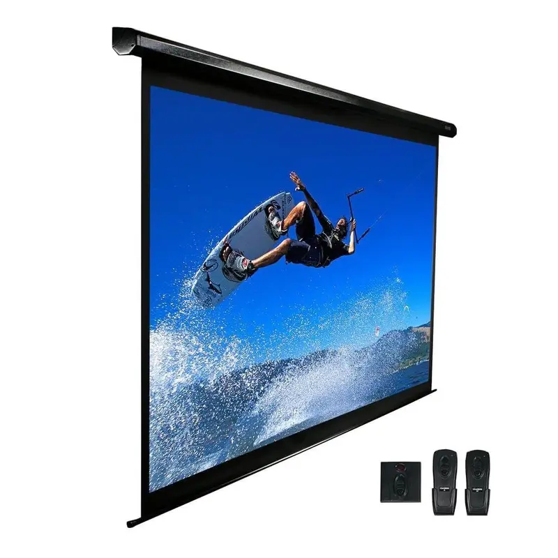 100 in. Electric Projection Screen with White CaseNative 4:3 / 22.1