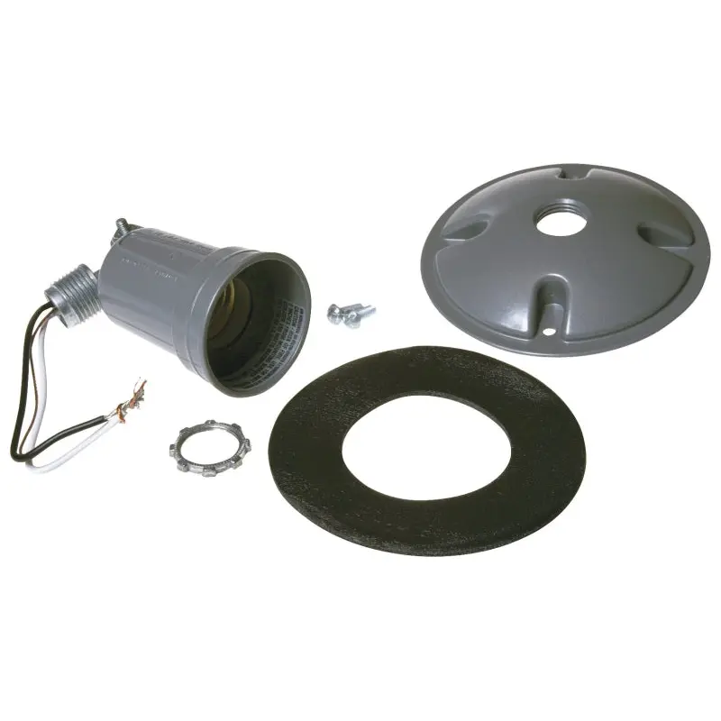 Hubbell 5624-0 Cover, 3-21/64 in L, 4-1/8 in W, Round, Metal, Gray, Powder-Coated