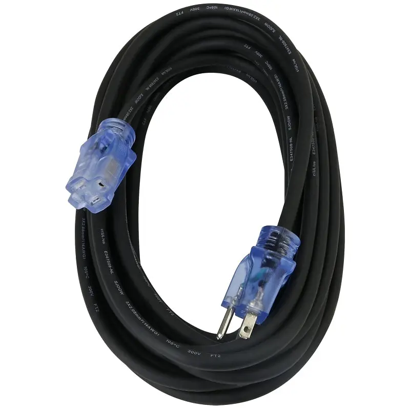PowerZone OREC732725, 14/3 AWG Cable, Lighted, 25 ft L, 15 A, 125 V, Black