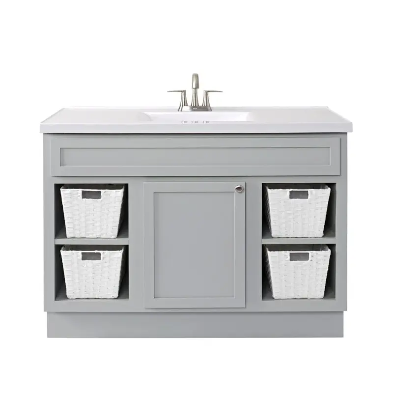 49-in White Cultured Marble Bathroom Vanity Top