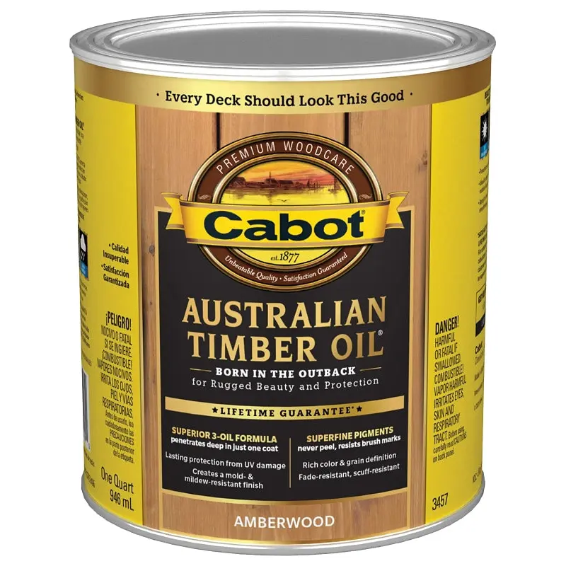 Cabot 140.0003457.005 Australian Timber Oil, Amberwood, Liquid, 1 qt, Can