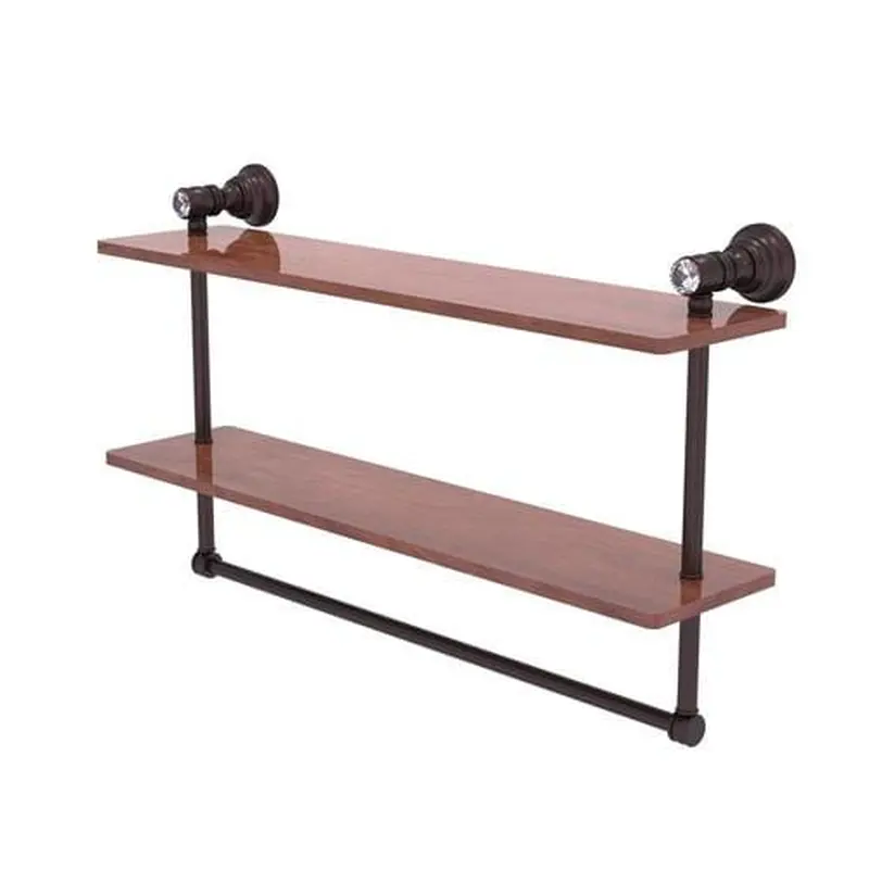 Allied Brass Carolina Crystal Antique Bronze 2-Tier Brass Wall Mount Bathroom Shelf