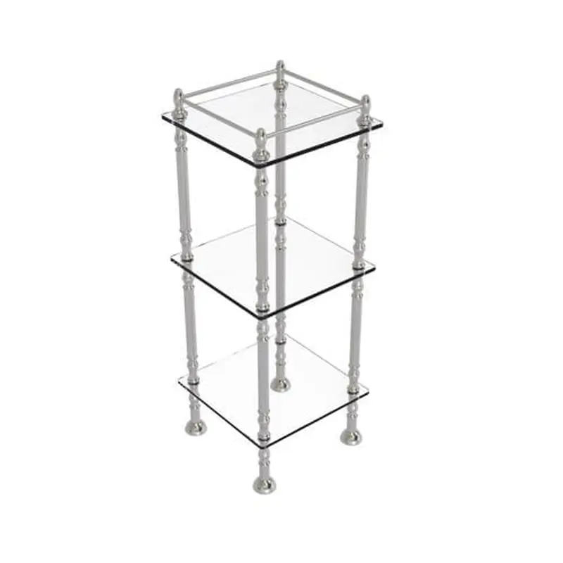 Allied Brass Three Tier Etagere with 14-in x 14-in Shelves in Satin Nickel