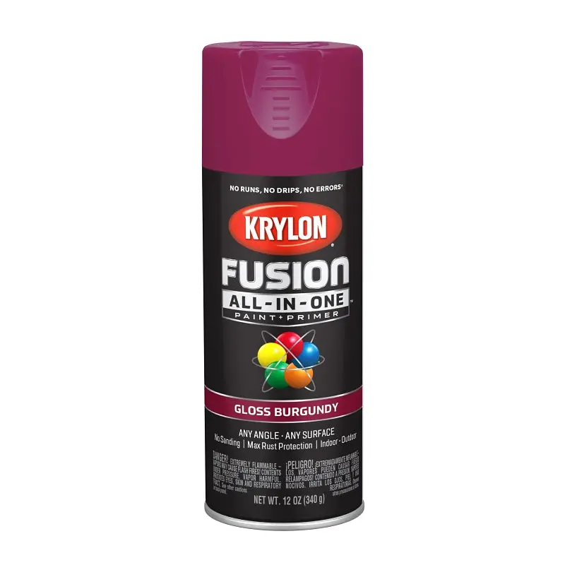 Krylon K02704007 Spray Paint, Gloss, Burgundy, 12 oz, Can