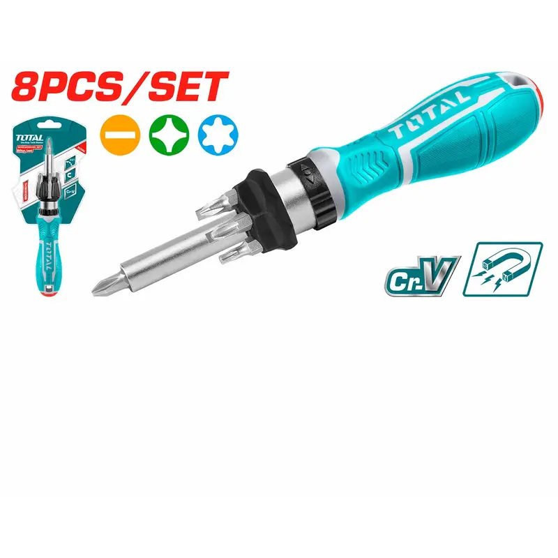 TOTAL 8 Pcs Ratchet Screwdriver Set