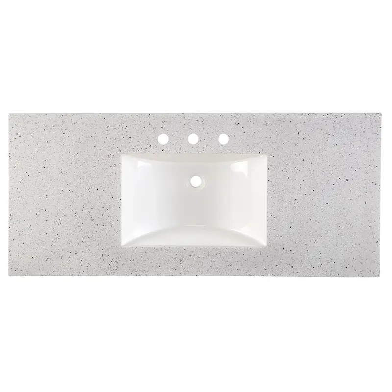 49 in. Solid Surface Vanity Top in Silver Ash with White Sink33.06 / Silver Ash
