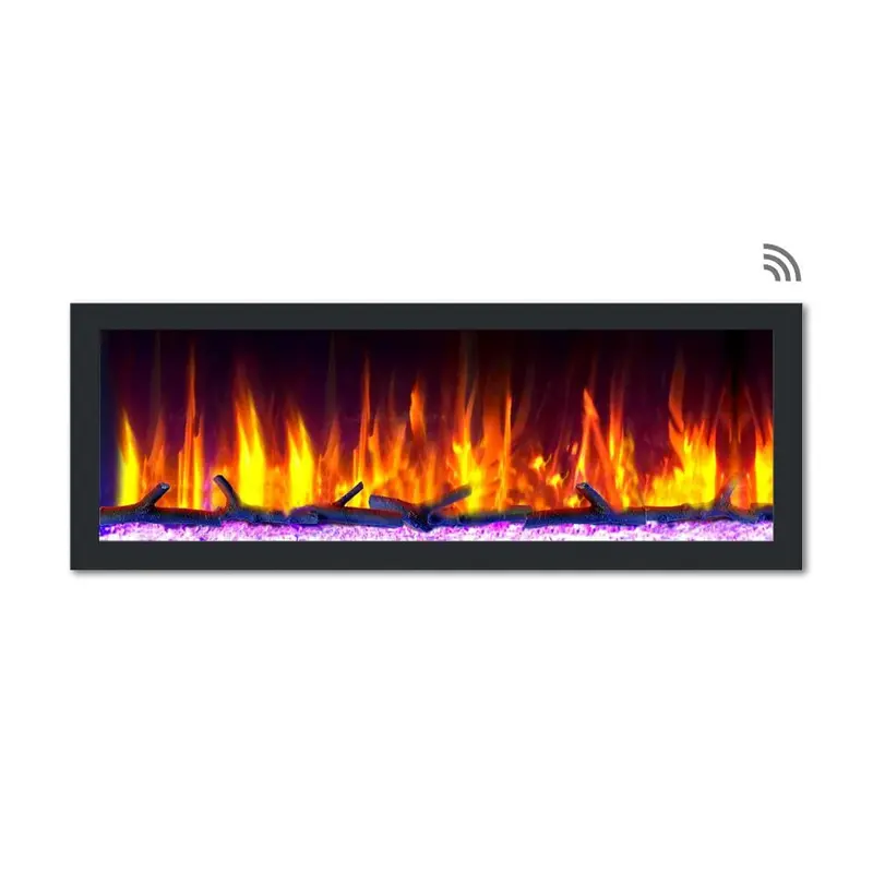 52 in. Cascade Flush-Mount LED Electric Fireplace in Black64 / carton