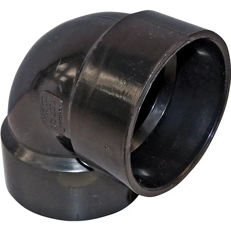 Canplas 102203BC Pipe Elbow, 3 in, Hub, 90 deg Angle, ABS, Black