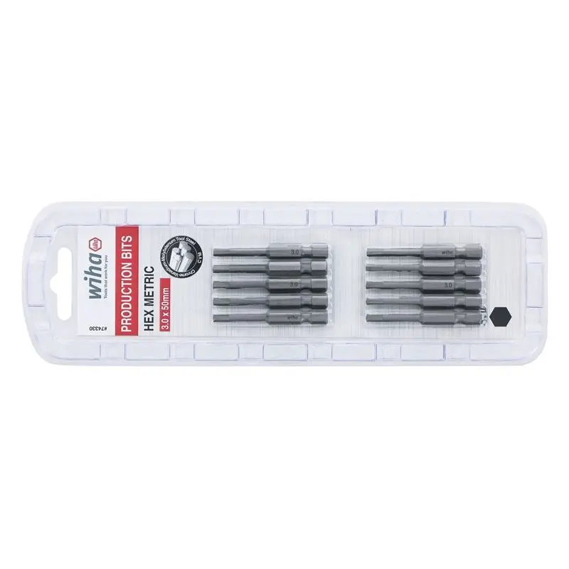 Wiha Hex Metric Power Bit 3.0 x 50mm Pack of 10 Bits
