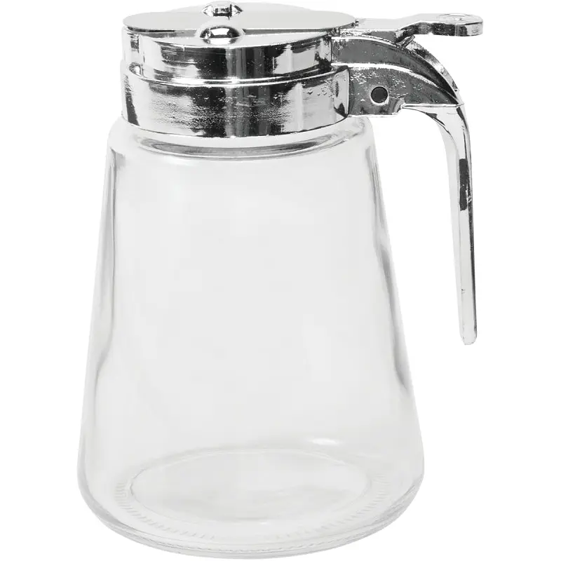 Oneida 97287 Syrup Pitcher, 8 oz Capacity, Glass/Stainless Steel, Clear
