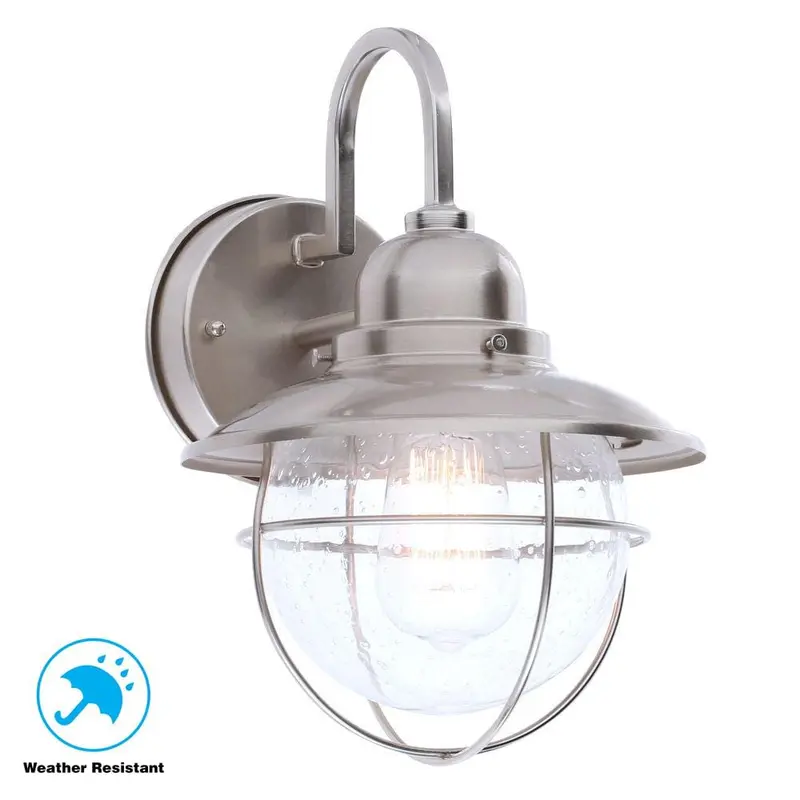 1-Light Brushed Nickel Outdoor Cottage Wall Lantern SconceBrick Patina