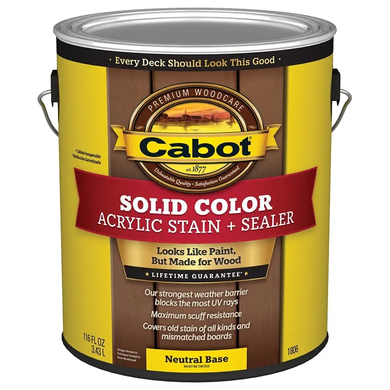 Cabot 140.0001806.007 Solid Stain, Low Luster, Neutral, Liquid, 1 gal