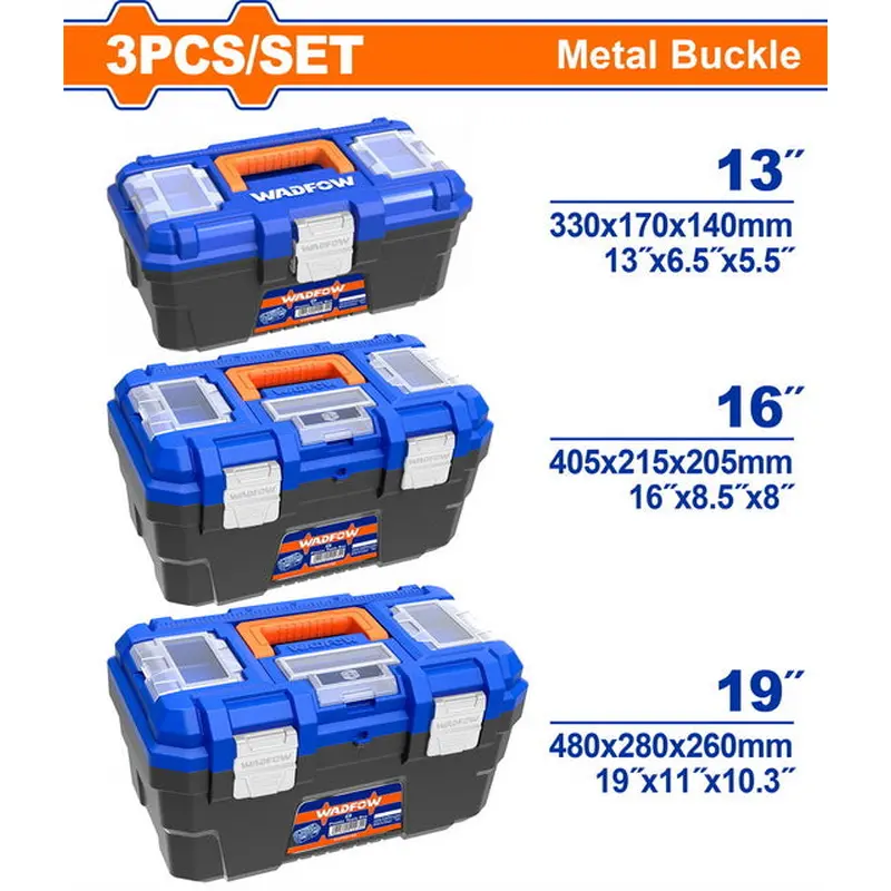 WADFOW 3 Pcs Plastic Tool Boxes Set