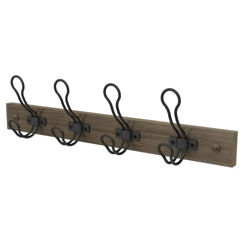 18 in. Graywash and Matte Black Rustic Wire Hook Rack1.00 / each
