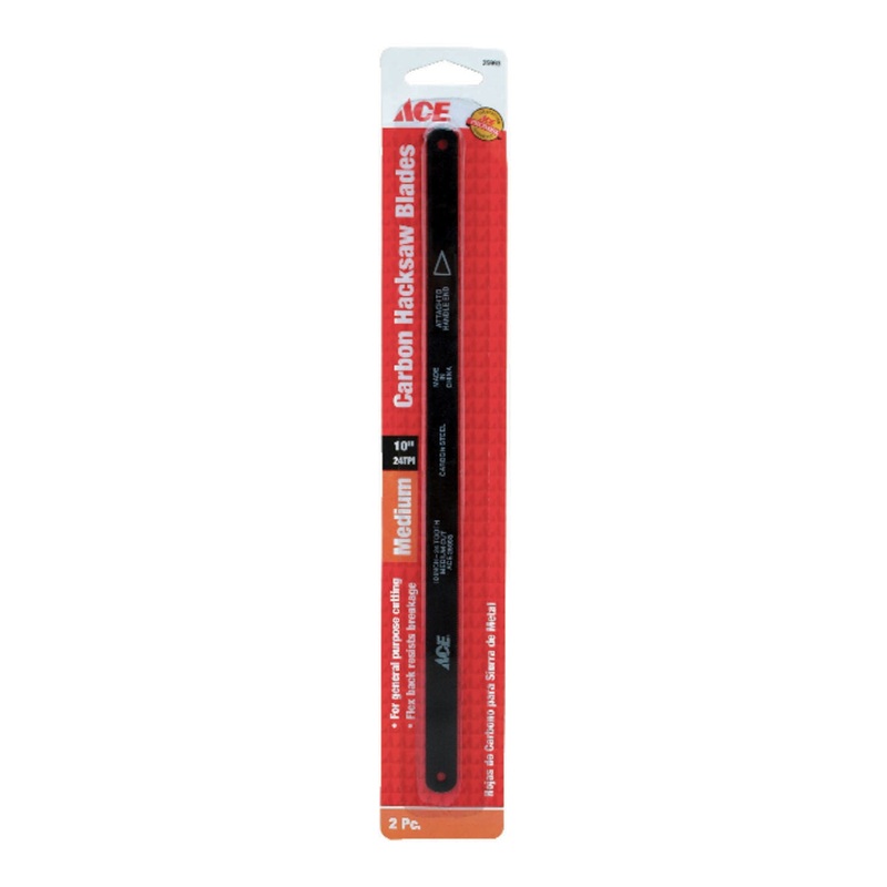 ACE 025GF211 General Purpose Hacksaw Blade, 10 in L, 10 in W, Medium Cut, 24 TPI, Carbon Steel Blade, 2-Piece
