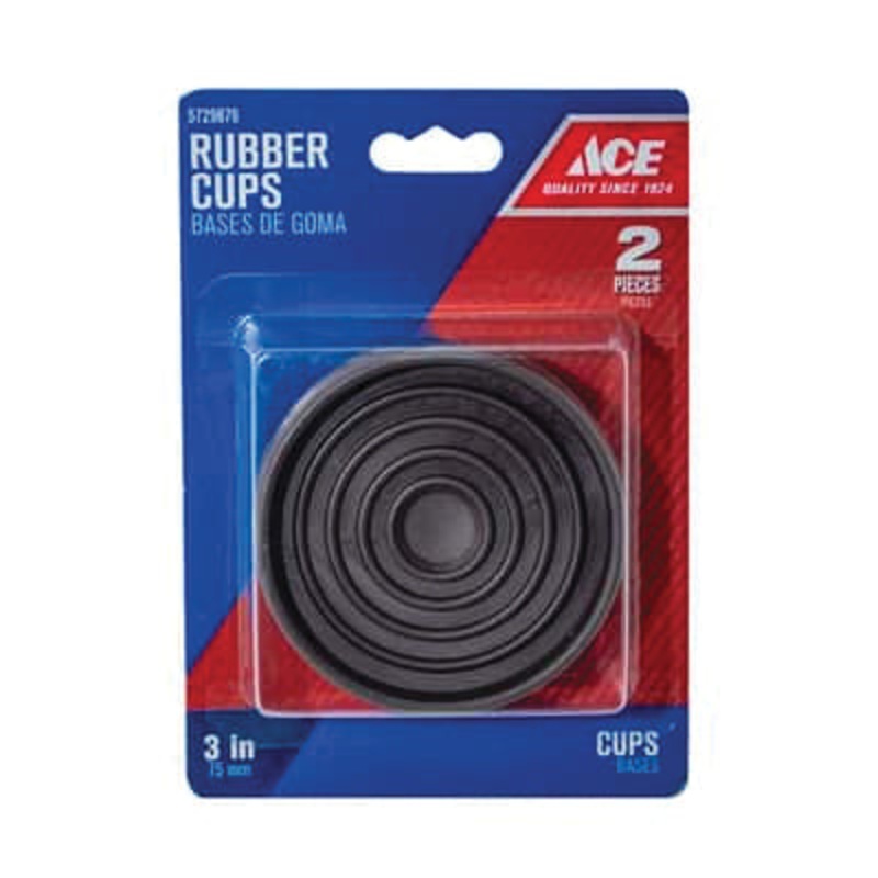 ACE A0038 Caster Cup, Round, 3 in Dia, Rubber, Brown