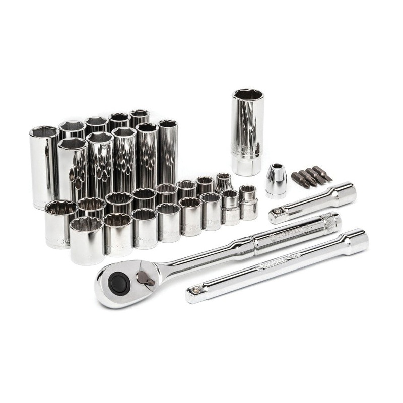 CRESCENT CTK35 Mechanic's Tool Set, 3/8 in Drive, System of Measurement: Imperial, Metric, 6, 12 -Point, 35 -Piece