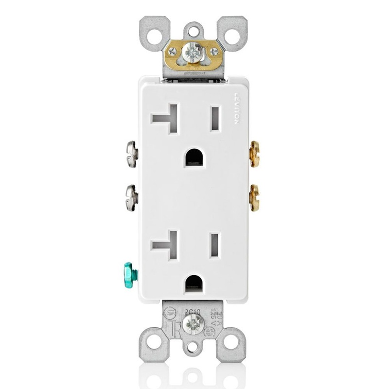 Decora T5825-W Receptacle, 125 VAC, 20 A, 2 -Pole, 3 -Wire, White