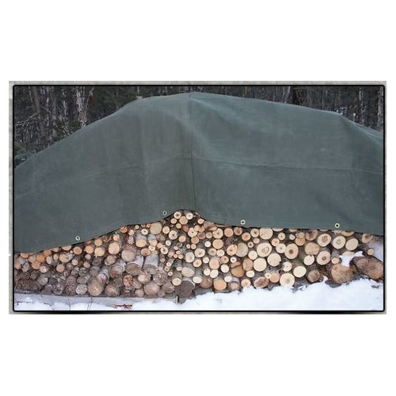 Dry Top OCT1012 Canvas Tarp, Drab Green Tarp Top, Double Stitched Seam, 18 in Grommet Spacing, Resists: Mildew, Water