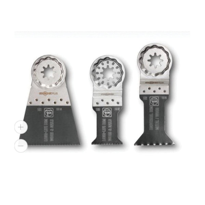 FEIN 3 52 22 952 09 0 Combo Pack Blade, Straight Blade, 2 in L Blade, 1-3/8 in, 1-3/4 in, 2-9/16 in W Blade, 3-Piece