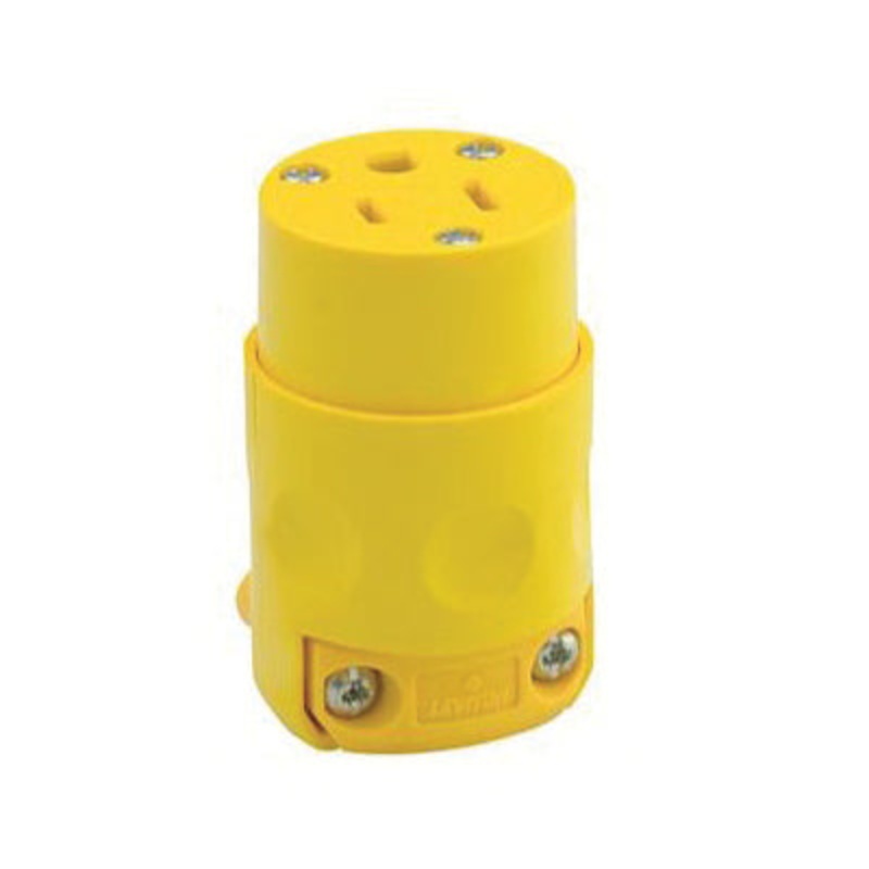 Leviton 515CV Straight Blade Connector, 15 A, 125 VAC, 2 -Pole, Brass Contact, PVC Insulation, Yellow