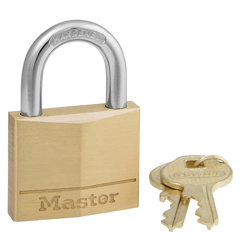Master Lock 140D Keyed Different Padlock, 1/4 in Dia Shackle, 4-Pin Tumbler Locking Mechanism, Brass