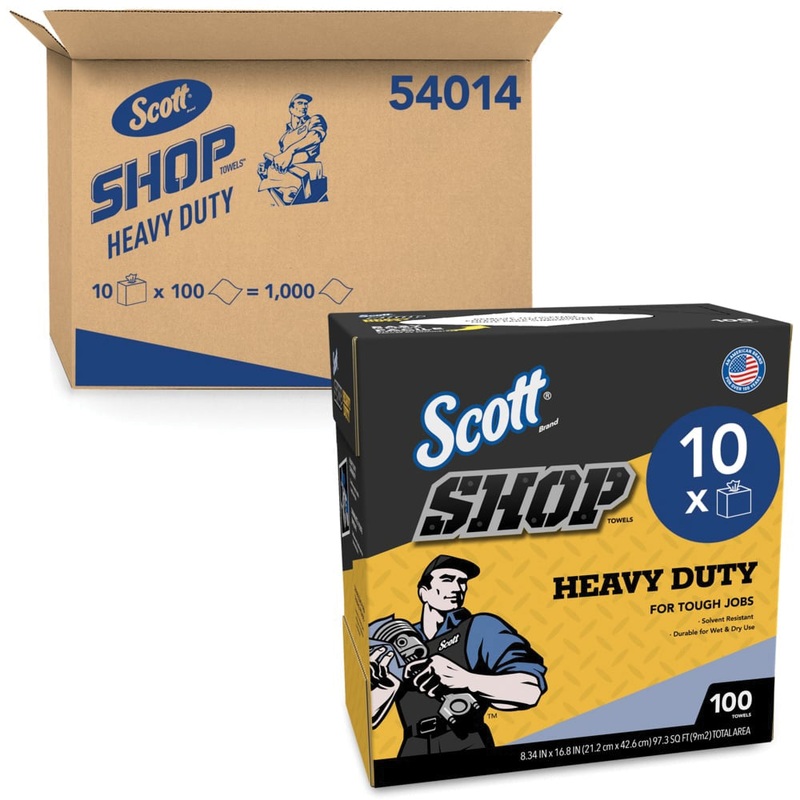 Scott 54014 Shop Towel, 8.34 in W, 16.8 in L, Fiber, Blue